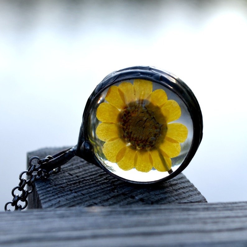 Mom Gift for Daughter Gift for Sister Unusual Gift Ideas Sunflower Necklace Yellow Real Flower Best Friend Necklace Gift 2543 BFF Gift