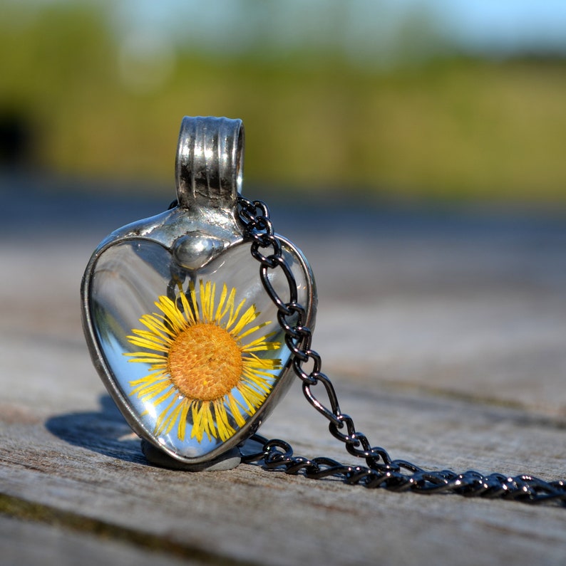 Sunflower Necklace Heart Necklaces for Women Sunflower Etsy