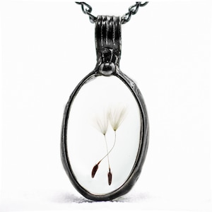 Dandelion Necklace Gift for Mom, Real Dandelion Seed Pendant, Meaningful Jewelry