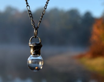 Mens Mustard Seed Necklace, Glass Bottle Pendant, Simple Faith Jewelry for Men