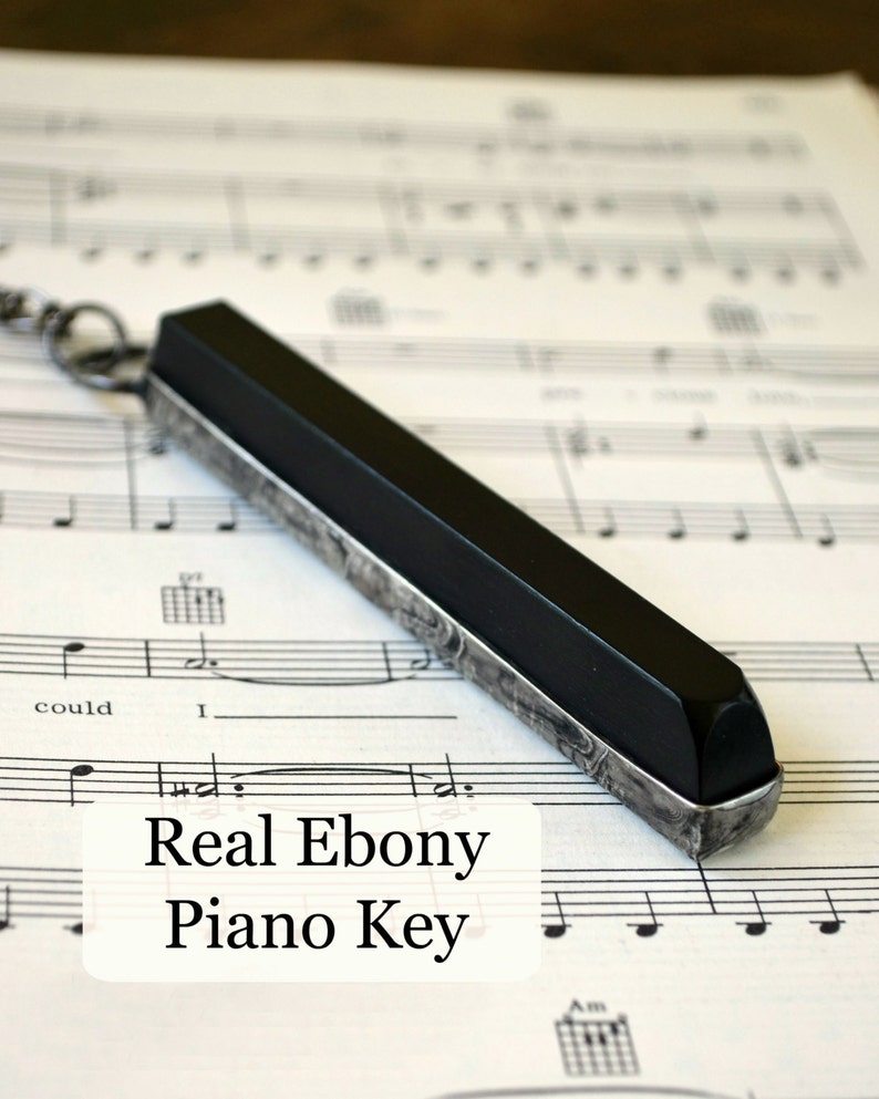 Piano Key Necklace, 100 year old black ebony key Handmade by Bayou Glass Arts into an interesting piece of jewelry. Best gift for piano or music teacher or any piano player in you life.