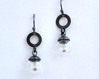 Mustard Seed Earrings, Oxidized Sterling Silver Ear Wires, Inspirational Christian Gift
