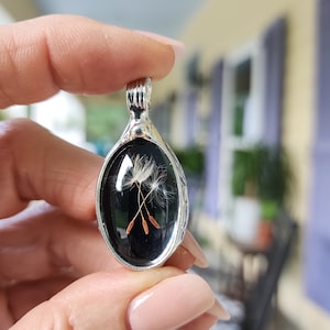 Dandelion Seed Necklace for Women, Wish Necklace, Stained Glass, Handmade With Real Dandelion Seeds, Make a Wish Jewelry, Terrarium,