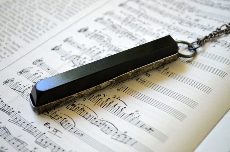 Piano Key Necklace, 100 year old black ebony key Handmade by Bayou Glass Arts into an interesting piece of jewelry. Best gift for piano or music teacher or any piano player in you life.