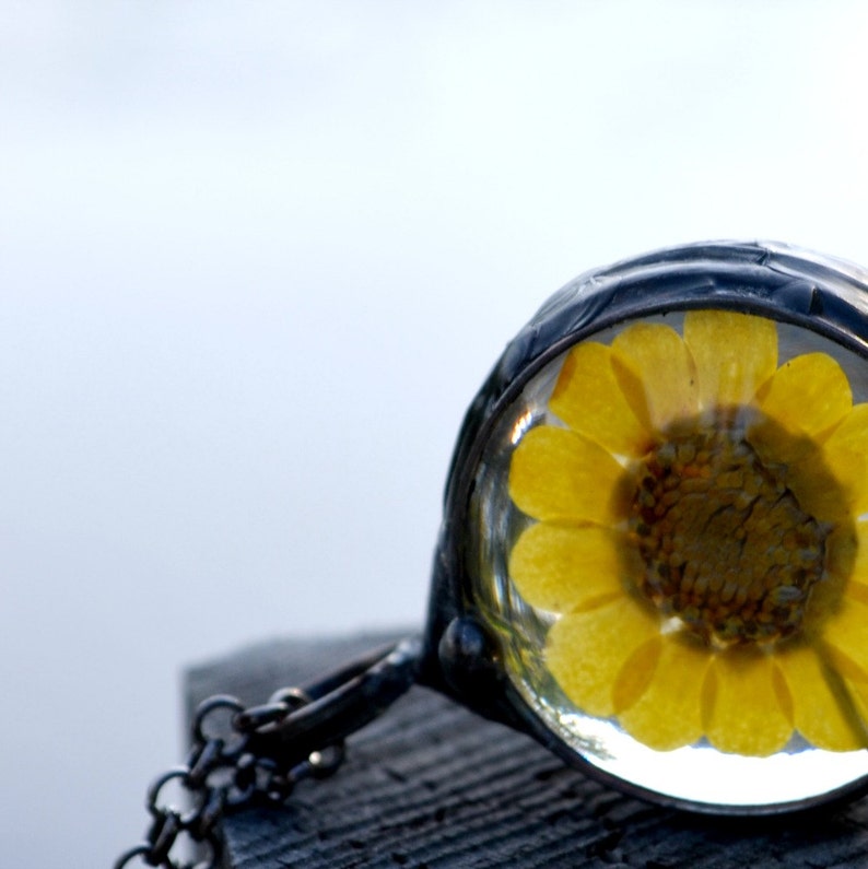 Mom Gift for Daughter Gift for Sister Unusual Gift Ideas Sunflower Necklace Yellow Real Flower Best Friend Necklace Gift 2543 BFF Gift