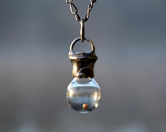 Mustard Seed Necklace, Faith as a Mustard Seed, Glass Pendant, Christian Jewelry