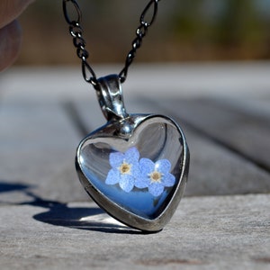 Real Flower Jewelry, Real Flower Pendant, Forget Me Not Jewelry, Forget Me Not Gifts, Real Pressed Flower Necklace, Long Distance Gift,