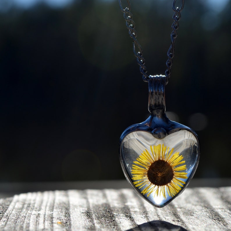 Sunflower Necklace Heart Necklaces for Women Sunflower Etsy