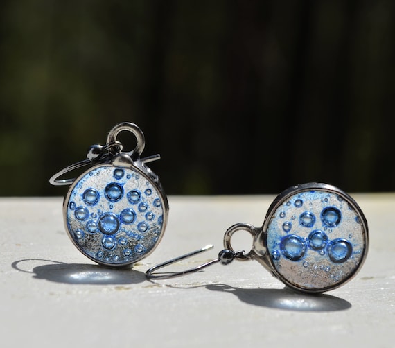 Blue bubble sale earrings