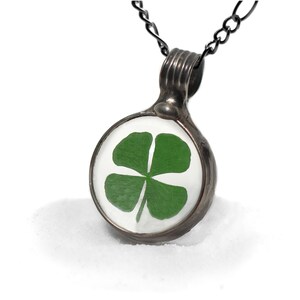 Four Leaf Clover Pendant Necklace, Carry the Luck of the Irish, Botanical Jewelry, 4 Leaf Clover Jewelry, Lucky Charm, Shamrock Gift image 6