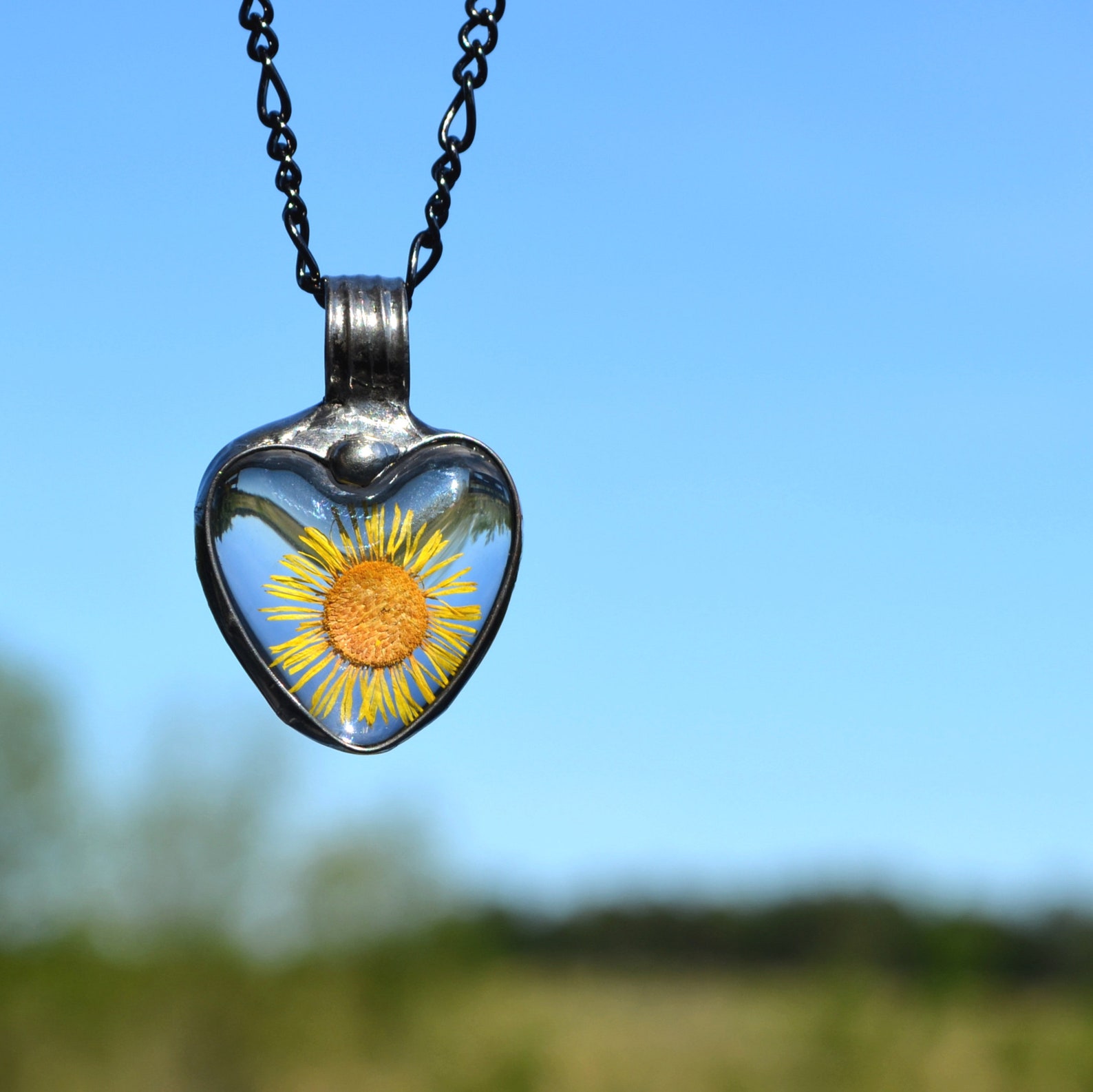 Sunflower Necklace Heart Necklaces for Women Sunflower Etsy