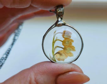Lily of the Valley Necklace: Real Pressed Flower Pendant, May Birth Flower