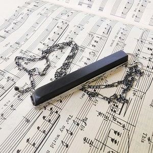 Piano Key Necklace, 100 year old black ebony key Hand made in USA by Bayou Glass Arts Louisiana Artisan into an interesting piece of jewelry. Best gift for piano or music teacher or any piano player in your life.