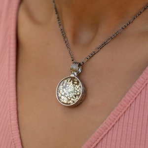 Pressed Flower Jewelry, Real Queen Anne&#39;s Lace Pendant, Real Pressed Flower Necklace, Quality Glass Not Resin Necklaces for Women Gifts,
