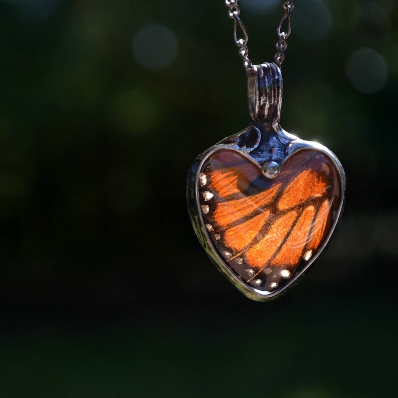 Butterfly Necklace Monarch Butterfly Necklace Heart Etsy