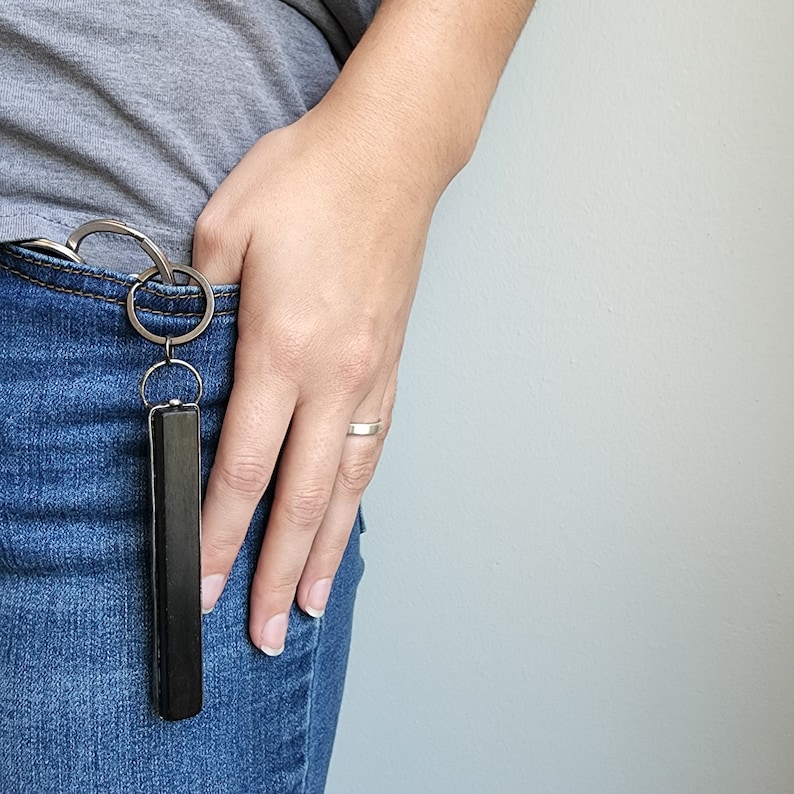 Piano Key Pendant Key Ring, 100 year old black ebony key Hand made in USA by Bayou Glass Arts Louisiana Artisan into an interesting piece of jewelry, a key chain. Best gift for piano or music teacher or any piano player in your life.