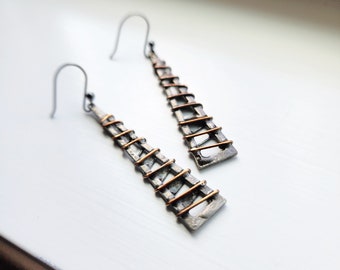 Mixed Metal Earrings, Handmade Wired Earrings, .925 Sterling Silver Ear Wires, Birthday Gift for Mom, Wife, Girlfriend,