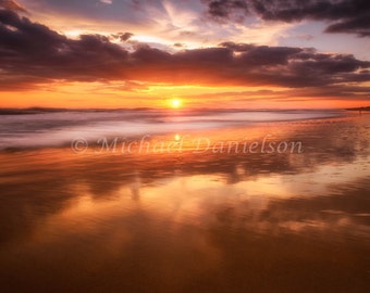 Atlantic Sunset Reflection on Long Island Photograph Print 8x10