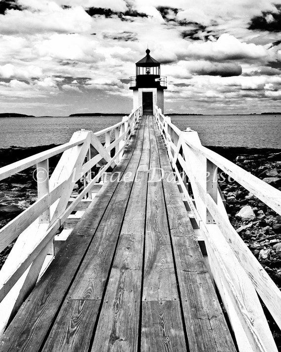 Nautische Foto Leuchtturm Marshall Point Print Schwarz Weiss Etsy
