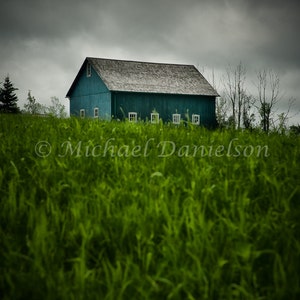 Country Barn Aqua Blue Color Photograph Print