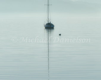 Nautical Sailboat Reflection on Harbor 8x10 Photograph Print