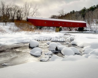 Covered Bridge Country Photograph Cornwall Connecticut Winter Print