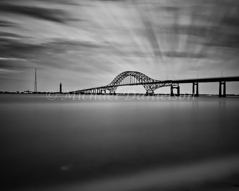 Black and White Robert Moses Bridge Photograph 8x10 image 1