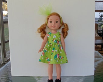 Elves in Green Dress Handmade To Fit 14.5 Inch Dolls Like Wellie Wishers