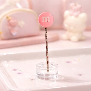 Kawaii Candy Bobby Pin • Pastel M&M Style Hair Clip (Pink or Mint)