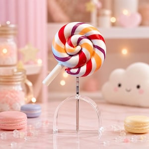 Rainbow Swirl Lollipop Bobby Pin • Handmade Candy Hair Accessory • Fairy Kei Decora Clip