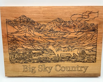 Big Sky Country Wood Engraving
