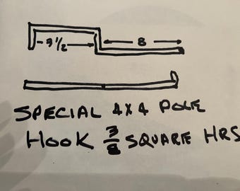 Tent pole hook for vertical 4x4 pole