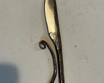 handforged blacksmith knife with makers stamped  name