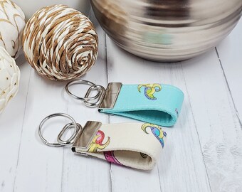 Mini Key Chain, Small Fabric Key Fob, Key Ring, Rose Gold Key Ring, Women Girls Keychains, Small Cute Fabric Key Chains, Keys, Mini Lanyard