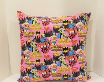 Superhero Decorative Throw Pillow Cover 18x18, Baby Shower Gift, Dorm Room Decorative Pillow, Movie Theme Throw Pillow, Home Theatre Pillow