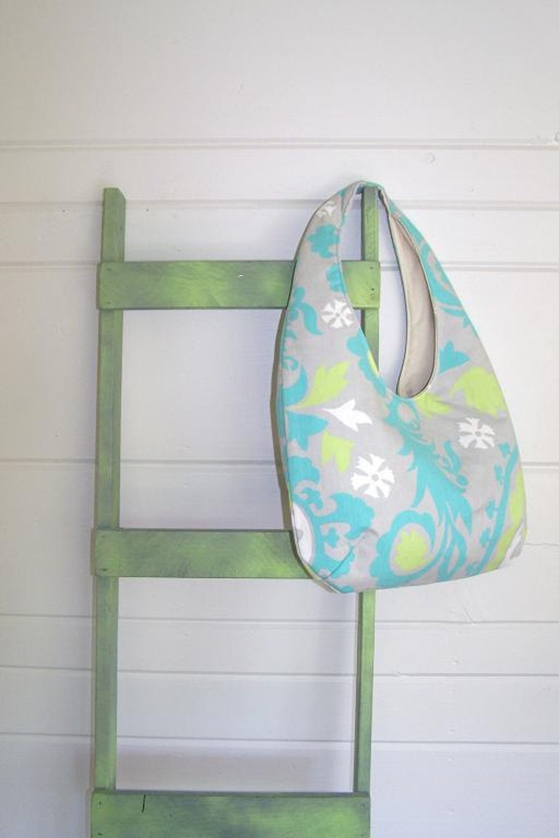 The Hobo Bag Premier Suzani Twill Harmony Green READY to SHIP SALE