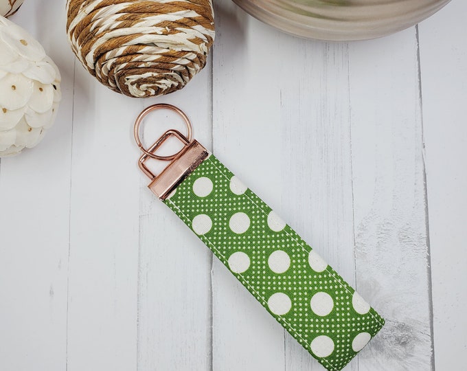 Handmade Fabric Wristlet Key Fob: Cotton Keychain Bracelet Strap