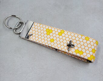 Wristlet Key Fob, Fabric Key Fob, Bracelet Key Chain, Key Chain Wristlet, Silver Key Chain, Rose Gold Key Chain, Wristlet Strap