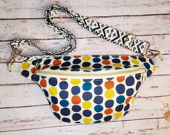 Fall Polka Dots Cotton Fanny Pack: Handmade Crossbody Sling Bag