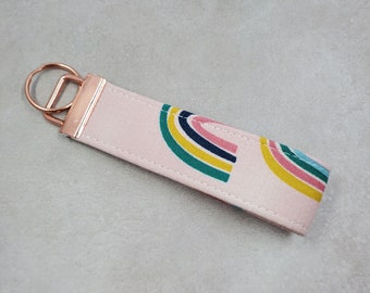 Wristlet Key Fob, Fabric Key Fob, Bracelet Key Chain, Key Chain Wristlet, Silver Key Chain, Rose Gold Key Chain, Wristlet Strap