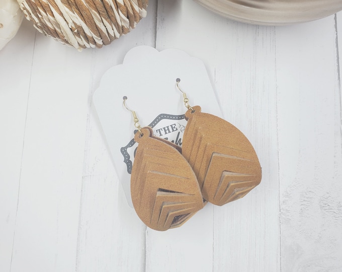 Handcut Faux Suede Earrings, Geometric Statement Earrings