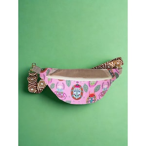 Colorful Bugs Cotton Fanny Pack: Handmade Crossbody Sling Bag