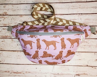 Chocolate Labs Cotton Fanny Pack: Handmade Crossbody Sling Bag