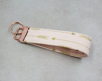 Wristlet Key Fob, Fabric Key Fob, Bracelet Key Chain, Key Chain Wristlet, Silver Key Chain, Rose Gold Key Chain, Wristlet Strap