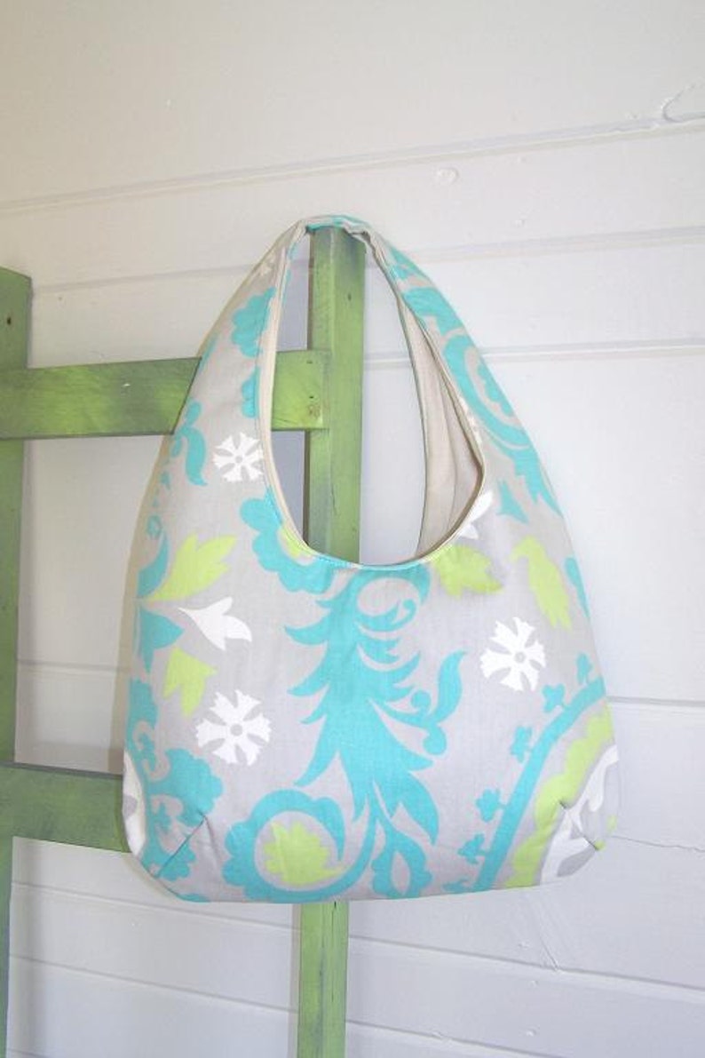 The Hobo Bag Premier Suzani Twill Harmony Green READY to SHIP SALE