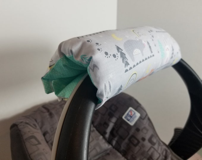Infant Car Seat Handle Cushion, Baby Handle Cover Wrap, Reversible Handle Arm Pad, Arm Saver, Car Seat Handle Protector, Baby Shower Gift