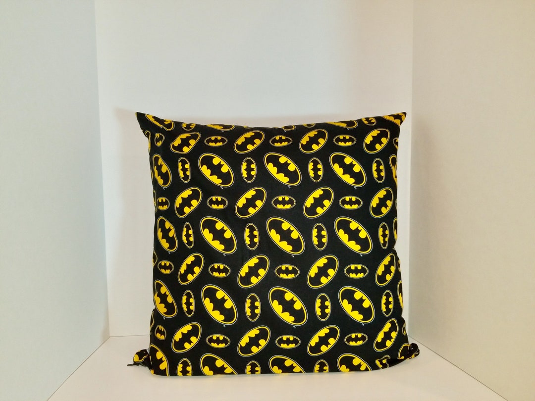 Batman Pillow Cover Yellow and Black Logo Dorm Room Movie Etsy UK