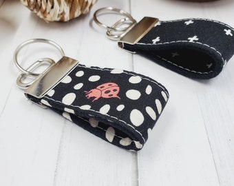 Mini Keychain, Small Fabric Key Fob, Key Ring, Silver Mini Key Ring, Women Girls Keychains, Small Cute Fabric Key Chains, Keys, Mini Lanyard
