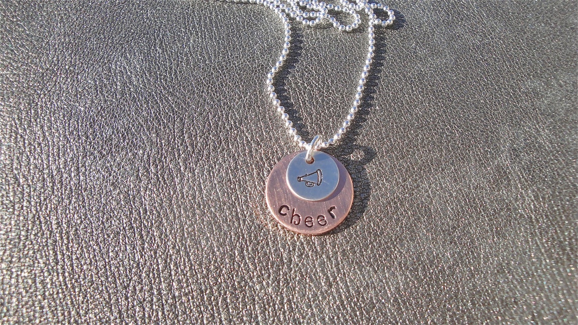 Cheerleading Personalized Hand Stamped Necklace With Megaphone Etsy