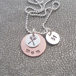 Lacrosse Mom Personalized Hand Stamped Necklace with Lacrosse Stick Charm and Jersey Number -Gifts for Mom - Back to School